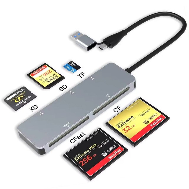 Dual Interface 5 in 1 Type C USB 3.0 Card Reader Fast Multi CF+XD+SD+TF+CFast Memory Readers for SanDisk External Installation