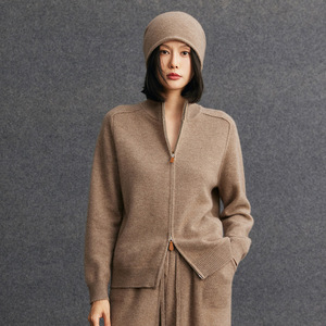 Maglione da <span class=keywords><strong>donna</strong></span> in Cashmere Full <span class=keywords><strong>Zip</strong></span> di alta qualità da <span class=keywords><strong>donna</strong></span> con cappuccio lavorato a maglia a coste in lana Cashmere <span class=keywords><strong>Cardigan</strong></span> ragazze - Product Image 4