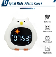 Lustige Kinder-Wecklampe Niedliche Eulen-Weckuhr Nachtlicht Wiederaufladbare Schlaftrainings-Uhr für Kinderzimmer-Dekoration
