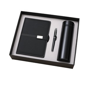 Set de regalo empresarial de lujo con cuaderno de cuero, bolígrafo y vaso en caja negra, regalo corporativo personalizado - Product Image 1