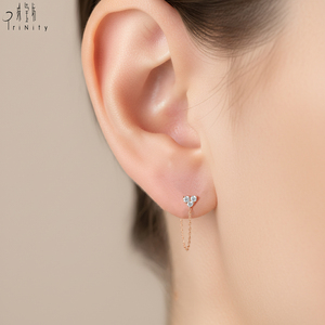 Pendientes de Tacos Estilo Minimalista de Gran Venta Joyería Fina Oro Sólido 14K con Diamantes Naturales Reales para Uso Diario de Mujer - Product Image 3
