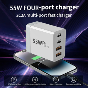 AU UK EU US Socket Plug 4 Ports 55W Super Fast Charging 2 Type C + 2 USB a PD 20W Power Charger pour <span class=keywords><strong>iPhone</strong></span> pour 16 15 <span class=keywords><strong>14</strong></span> 13 Pro Max - Product Image 4