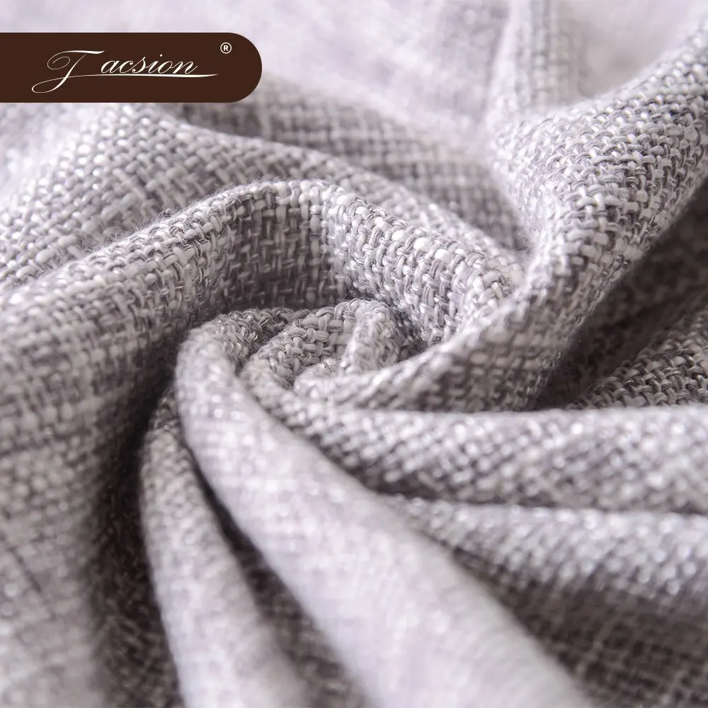 Factory Sale Types of Vintage Upholstery Grey Weaving Breathable Polyester Flax Linen Look Fabric