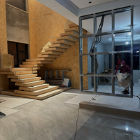Escalier flottant en bois massif pour intérieur, style américain moderne, avec poutre invisible, pour rénovation de maison, escalier préfabriqué