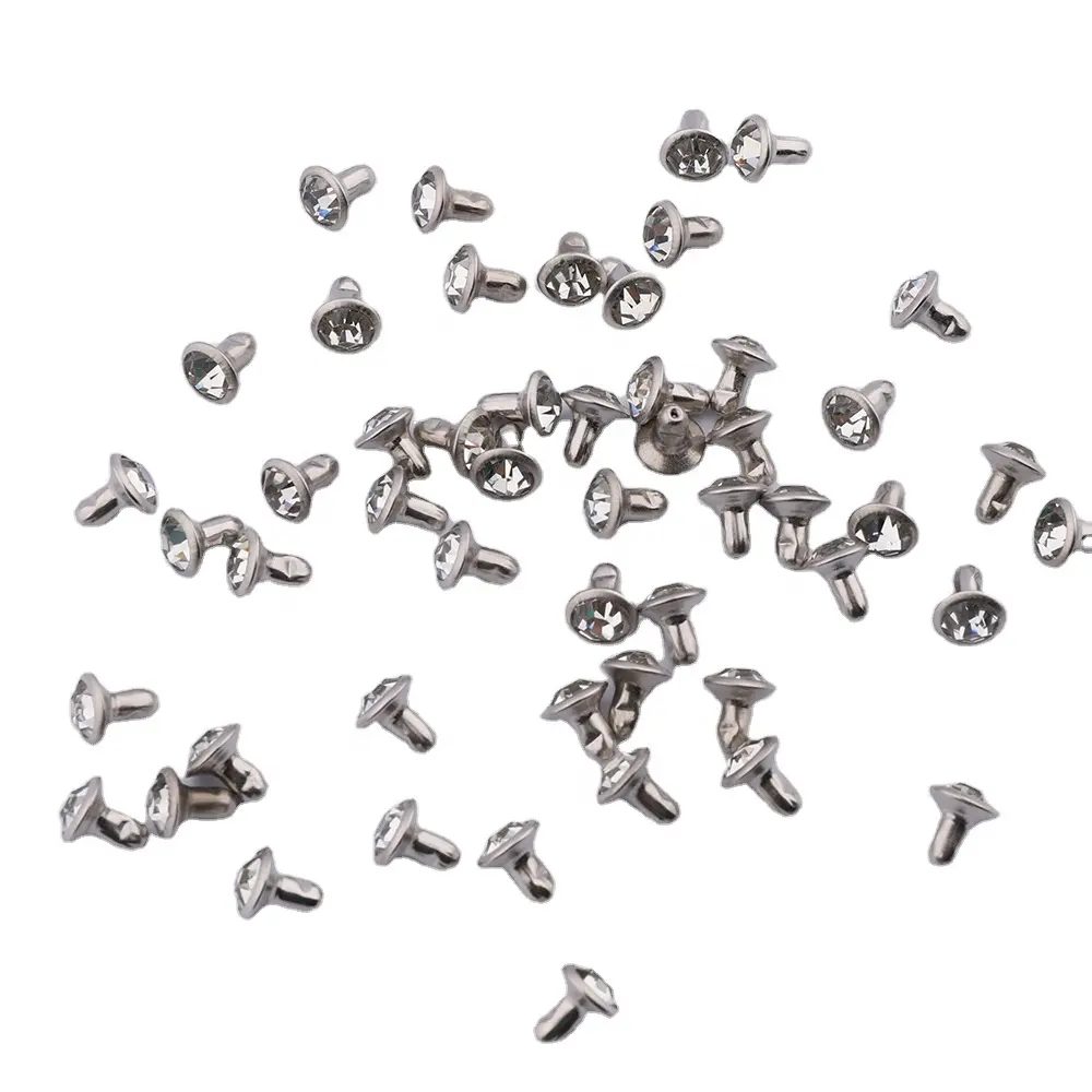 Deri elbise ayakkabı için Metal çiviler sivri taşlar DIY el sanatları pirinç perçinler dekorasyon temizle cam Ss 50 Rhinestones yuvarlak şekil