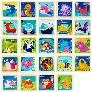 Jeux de société de puzzle en bois personnalisés de 9 pièces, puzzles éducatifs d'intelligence de reconnaissance <span class=keywords><strong>des</strong></span> animaux pour les enfants, garçons et filles - Product Image 6