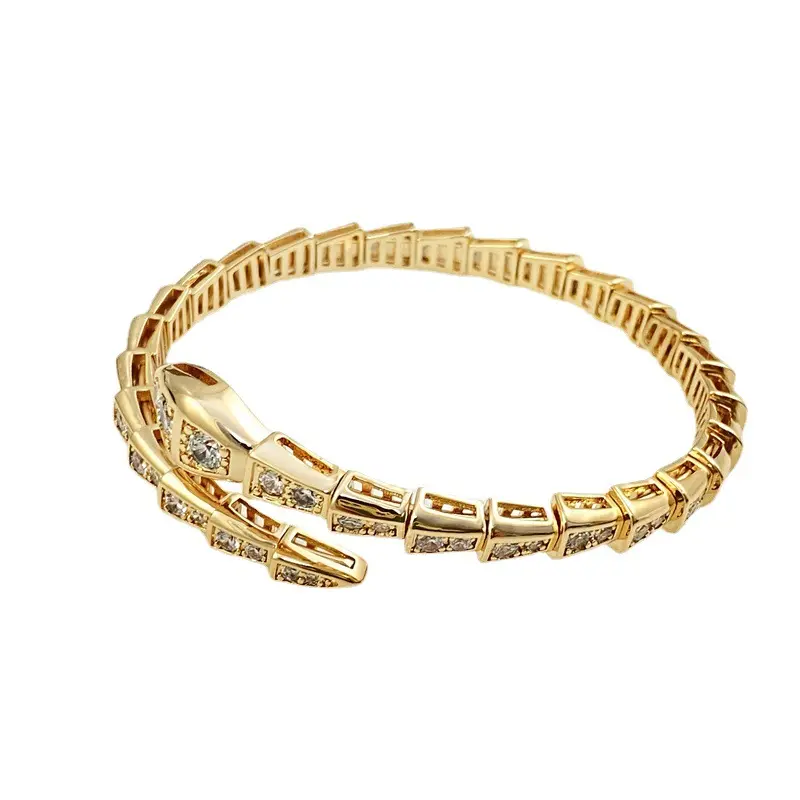Bracelet serpent de vente chaude transfrontalier avec placage en or 18 carats de luxe léger et complet polyvalent