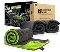 Chiffon de nettoyage automobile en microfibre torsadée double couche, serviette résistante sans peluches, chiffon sans traces d'eau pour vitres et chrome de voiture