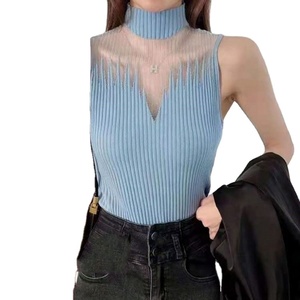 Vente en gros – Nouveau style décontracté d'été – Gilet sans manches tricoté pour femme, coupe ajustée, col semi-montant, style rétro - Product Image 5