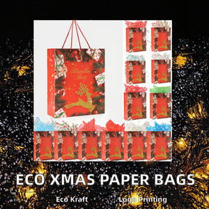 Bolsas de Papel Kraft Reciclables Ecológicas al por Mayor para Navidad con Logotipo Personalizado, Bolsas de Regalo Resistentes con Asas de Cinta - Product Image 2