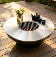 Barbecue extérieur multifonctionnel avec plaque de cuisson, poêle chauffant et table foyer pour barbecue, camping et préparation de thé