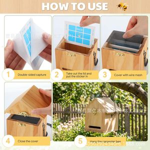 Piège à guêpes en bois de style cabane, à suspendre, pour extérieur, écologique, lutte antiparasitaire - Product Image 3
