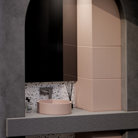 Lavabo de salle de bain en béton de forme ronde MOHOM, luxueux, coloré et élégant