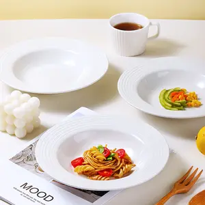 Bambus Dinner Restaurant Dish Round Bulk Sets Dinnerware Tableware Wedding White Ceramic Plate For Restaurant