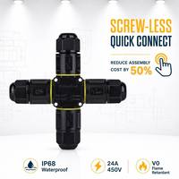 Connecteur étanche IP68 M684-X 4 voies type X à connexion rapide sans vis pour éclairage solaire extérieur, ignifuge V0, résistant aux UV