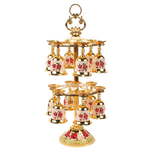 Portabicchieri Vintage Europeo a 2 Livelli <span class=keywords><strong>per</strong></span> Calici da Vino, Tazze da Caffè Turco e Tè, Set di Portabicchieri in Metallo <span class=keywords><strong>per</strong></span> Eventi e Feste - Product Image 5