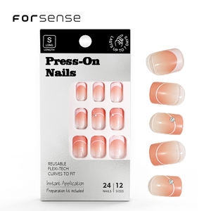 Nouvelle collection faux ongles pointe française carrée presse sur les ongles courts faux ongles esthétiques élégants avec de la colle faux ongle <span class=keywords><strong>prix</strong></span> de gros - Product Image 1