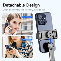 Trépied perche à selfie en acier inoxydable avec télécommande, perche extensible à 6 sections, rotation à 360°, option lumière d'appoint, compatible Android pour vlog sur téléphone