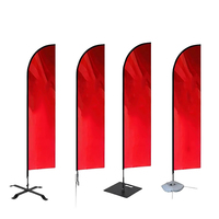 Drapeau de plage avec mât en fibre de verre, matériau non tissé, affichage graphique interchangeable, manchon à changement rapide, promotion pour l'espace commercial avant-garde