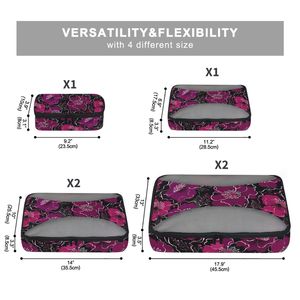 Ensemble de 6 organiseurs de voyage avec motif floral rose, doublure en maille et fermeture éclair, sacs de voyage et cubes de compression - Product Image 2