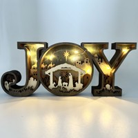 Nouveau design créatif de Noël JOY lettre ornements en bois bureau à domicile artisanat décoratif