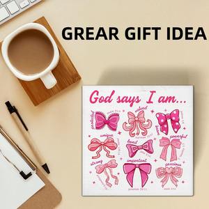 Bloque de Madera con Lazo Rosa y la Frase 'Dios Dice que Soy Coqueta' - Decoración Cristiana con Lazo Coqueta <span class=keywords><strong>para</strong></span> Habitación de Niñas - Product Image 6