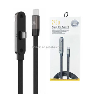 สายชาร์จเร็ว 240W รุ่นใหม่ ปี 2026 พร้อมขาตั้งโทรศัพท์ สายถักไนลอน USB C Type-C สำหรับ iPhone Samsung - Product Image 1