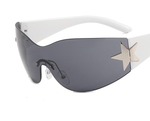 Lunettes de soleil créatives sans monture, avec logo étoile à cinq branches, intégrées, nouvelle tendance, style urbain - Product Image 5