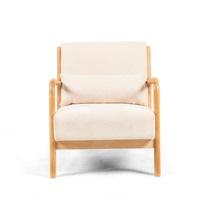 Fauteuil de salon moderne en bois massif avec coussin épais et confortable, fauteuil d'appoint avec coussin lombaire, fauteuil de détente confortable