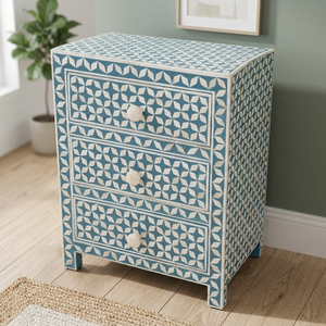 Manufacturer's <b>Home</b> Use <b>Navy</b> <b>Blue</b> Floral Design Table Nautical Polished Mother Pearl Technique Bone Inlay Table -Available for - Product Image 1