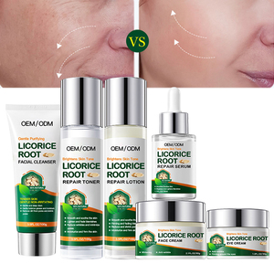 Ensemble de soins pour la peau à la racine de réglisse OEM, hydratant, éclaircissant, lissant, réparateur, crème hydratante pour le visage, sérum pour le visage - Product Image 3