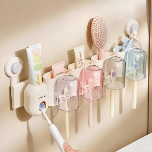 Removable Suction Cup <b>Toothbrush</b> <b>Holder</b> <b>Wall</b> <b>Mount</b> Bathroom Storage Rack for Toothpaste Razor Comb Shower Essentials - Product Image 1