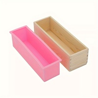 Moule rectangulaire en silicone avec boîte en bois et outil de moulage pour la fabrication de savon et les loisirs créatifs