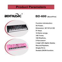 Custom Kids Toy Piano BD-600 61 Keys Portable Digital Piano Musical Instruments Electronic Keyboard Electric Organ