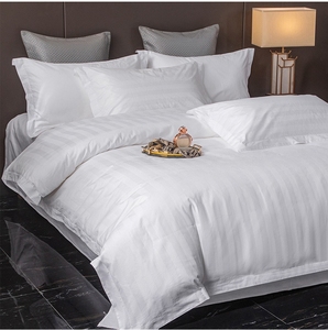 <strong>Custom</strong> Stripe 100% Cotton Satin Hotel Bedding Sets European American <strong>Style</strong> 3cm White Quilt Cover <strong>Sheets</strong> for Home Use - Product Image 2
