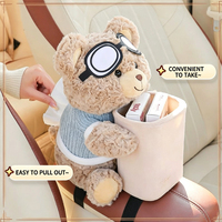 Poubelle de voiture, boîte à mouchoirs 2-en-1, adorable petit ours créatif, boîte d'accoudoir de voiture, bac de rangement, sac poubelle pour voiture