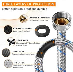 Manguera de Lavadora de Acero Inoxidable 304 Trenzada al Mejor Precio, 3/4'', Estándar Estadounidense, Manguera de Entrada a Prueba de Fugas - Product Image 3