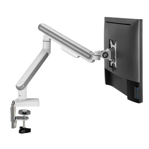Support de bureau universel à mouvement complet pour ordinateur, bras de support de moniteur unique fin à ressort blanc pour ordinateur de bureau - Product Image 1