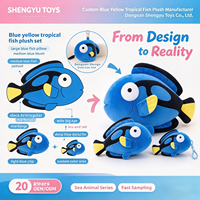 Peluche personnalisée de poisson-tang bleu, jouet en peluche amusant et mignon d'animal marin, pendentif porte-clés pour les passionnés de pêche