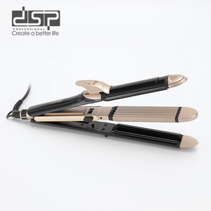 Plancha de pelo Dsp Multi Styler con placas de cerámica para alisar y rizar, con pantalla LCD y temperatura ajustable para uso doméstico. - Product Image 1
