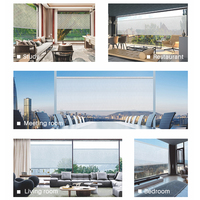 Stores à enroulement motorisés pour maison intelligente, protection UV, fonctionnement bidirectionnel, tissu occultant anti-soleil pour balcon, véranda, patio