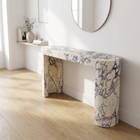 Table console en marbre Calacatta Viola au design moderne, personnalisable par le fabricant, 1300*350*750mm, 65KG, poids léger, pierre naturelle