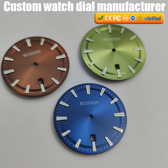 Oem Custom Nh35 Watch Dial 28.5mm Full Luminous Brass Roman Numeral Replacement Parts Besseron Watch Dial Supplier Business Use