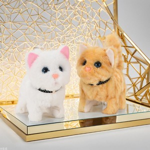 Peluche chat électrique parlant, marchant, aboyant et faisant la queue, avec collier, nœud et laisse simulés, jouet interactif pour chaton - Product Image 5