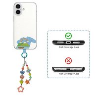 Chaîne de téléphone portable colorée en forme de cœur et d'étoile à cinq branches, porte-clés tendance et polyvalent, décoration en perles acryliques