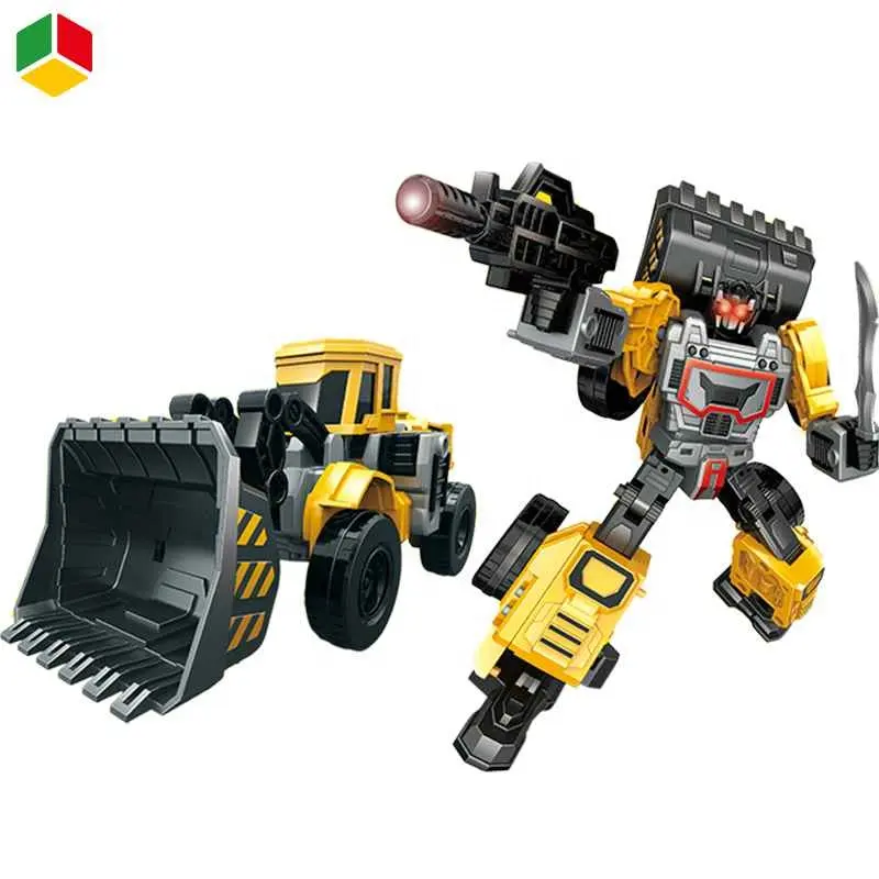 QS Toys Reasonable Price Kids Diy Toy 6 In 1 Transformation Engineering Vehicle Shovel Loader Deformation Robot Car Toy For Sale