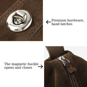 3246 <span class=keywords><strong>Sac</strong></span> Fourre-Tout Grande Taille en Cuir Suédé 100% Véritable pour Femme, <span class=keywords><strong>Sac</strong></span> Bandoulière Épaule et Pochette pour Femme - Product Image 3