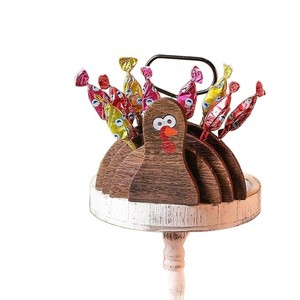 Solid Wood Turkey Candy Rack Dark Brown <b>Desktop</b> Thanksgiving Decorations Storage Display <b>Shelf</b> - Product Image 5