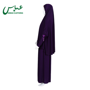 Vestidos de Oración Abaya Dubai de Verano 2021, Color Morado y Negro, para Mujer, Sólidos, 6 Colores, Poliéster, Talla Única - Product Image 3