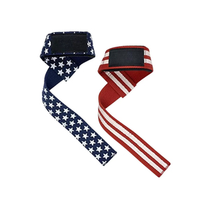 Sangles de soutien pour poignets avec drapeau américain, fermeture réglable à boucle auto-agrippante, antidérapantes, pour musculation, unisexe, en polyester, entraînement de force - Product Image 1
